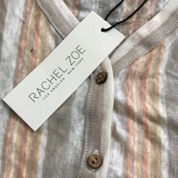 RACHEL Zoe striped button up tank with front tie - Picture 3 of 5
